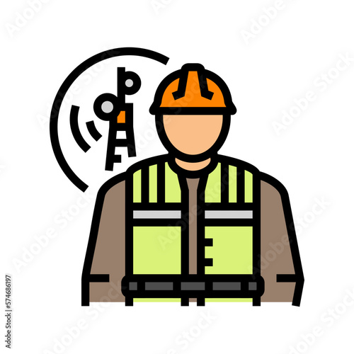 telecommunications equipment installers repairers color icon vector illustration © vectorwin