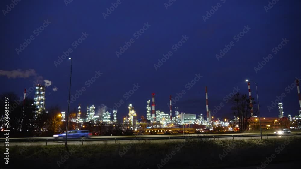 oil refinery evening illumination modern industry oil refinery evening illumination modern industry