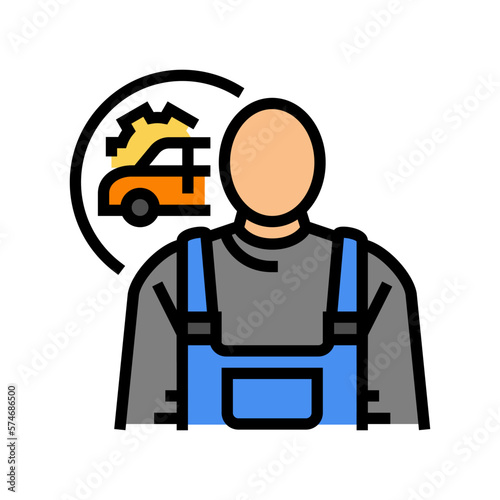 automotive body and glass repairer color icon vector illustration