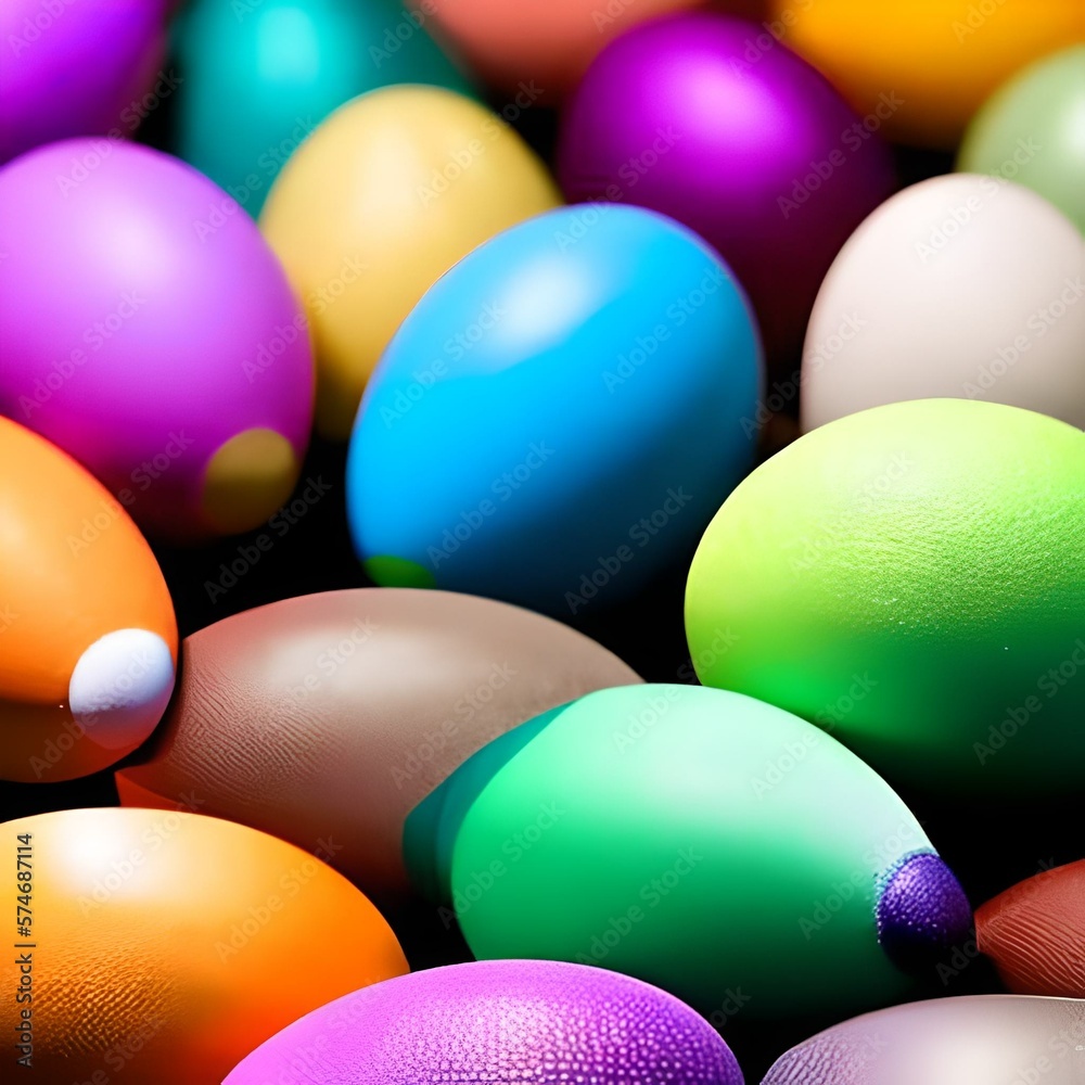 Easter eggs in a tatch basket on a wooden table - IA generativa