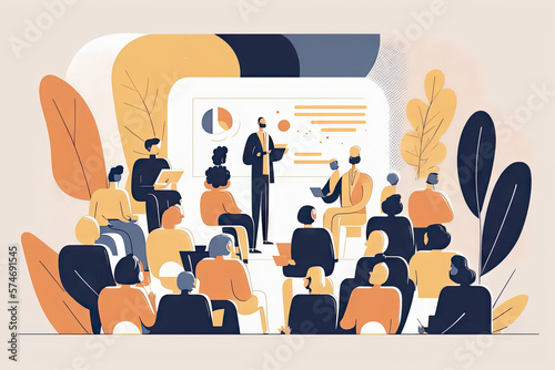 Group of people at a seminar - illustration created with Generative AI technology