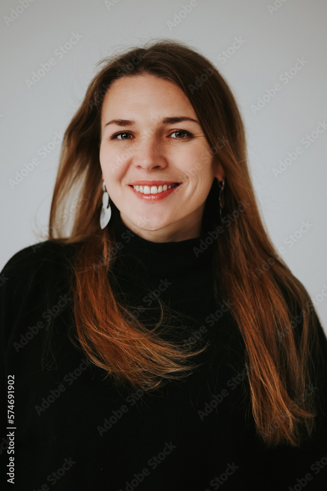 beautiful middle aged real woman portrait on white background, emotions of joy and smile, professional and selfmade businesswoman beautiful middle aged real woman portrait on white background, emotions of joy and smile, professional and selfmade businesswoman