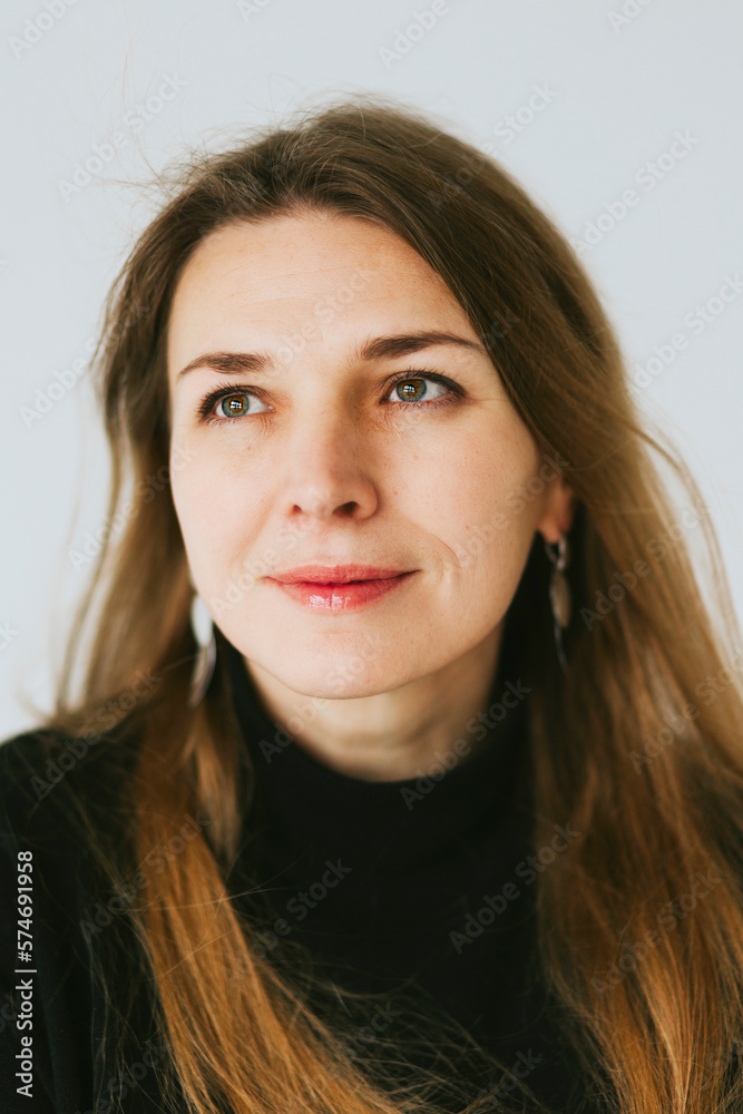 beautiful middle aged real woman portrait on white background, emotions of joy and smile, professional and selfmade businesswoman beautiful middle aged real woman portrait on white background, emotions of joy and smile, professional and selfmade businesswoman