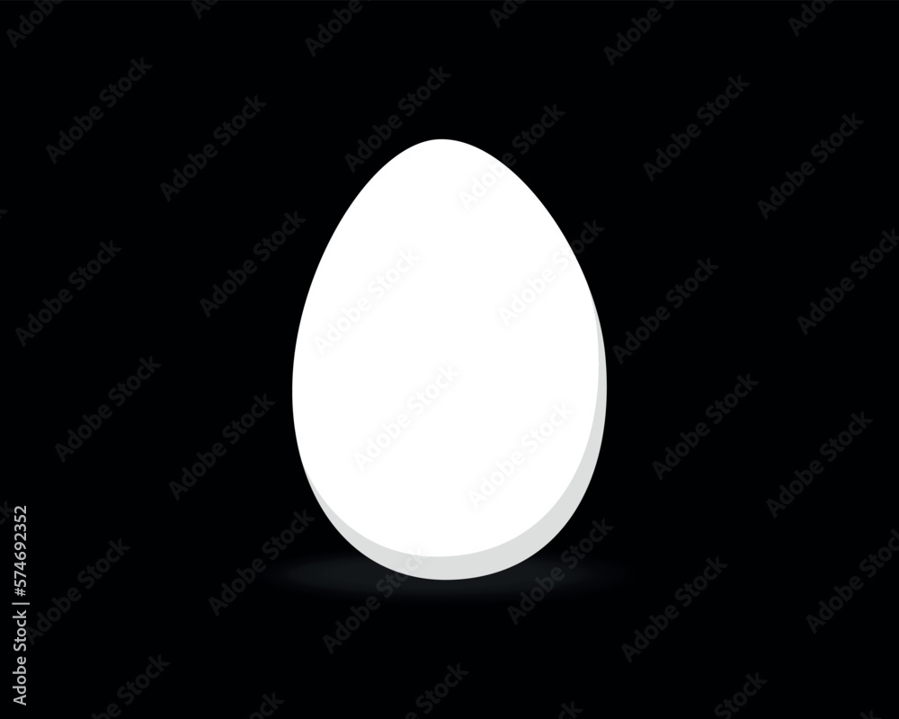 Vector white egg on a black background. Stylish flat style concept illustration of Easter white contrast egg for your design.