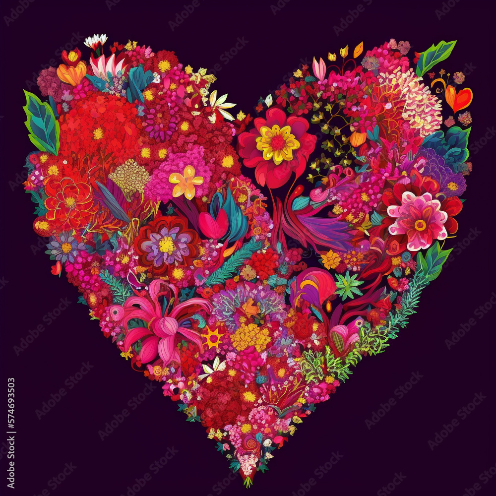 Flower Heart Design, Generative AI, Generative, AI Flower Heart Design, Generative AI, Generative, AI