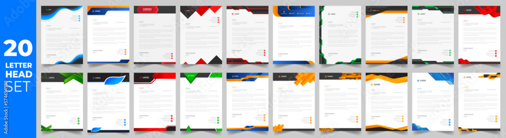 set of 20 Letterhead Bundle mega collection, Letterhead template set, Corporate business letter head design template set with unique shape. business letterhead bundle. set of 20 Letterhead Bundle mega collection, Letterhead template set, Corporate business letter head design template set with unique shape. business letterhead bundle.