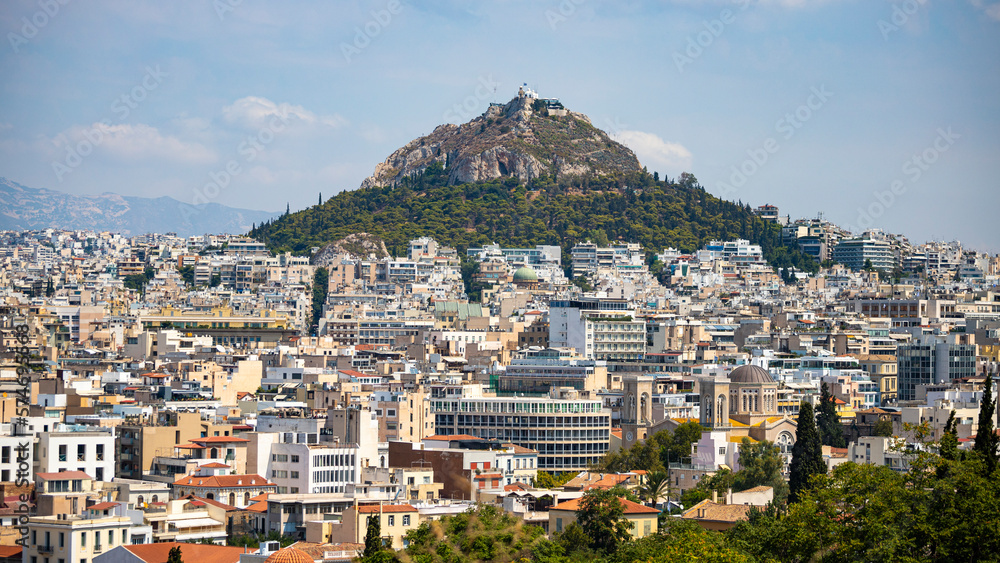 Naklejka premium panorama of athens, greece; ancient buildings in the capitol of greece