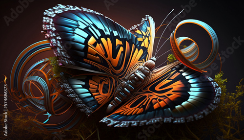 Harmony of Colors: A Butterfly with Orange and Blue Feathers