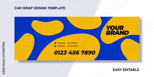 Simple Fluid elements wrapping car for your brand or company, van truck with blue and yellow colour concept