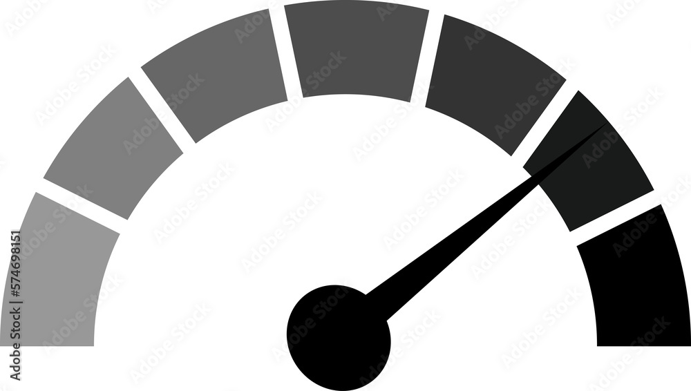 Speedometer gauge meter icons. Scale, level of performance. Speed