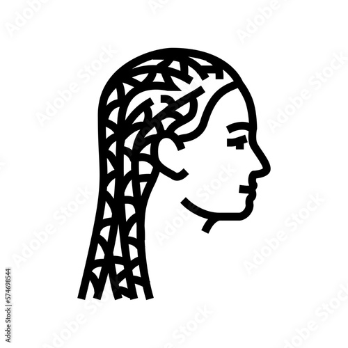 cornrows hairstyle female line icon vector illustration