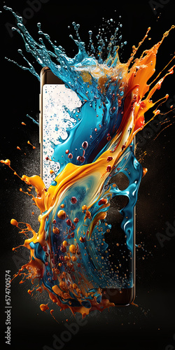 Abstract phone wallpaper background with splashes photo