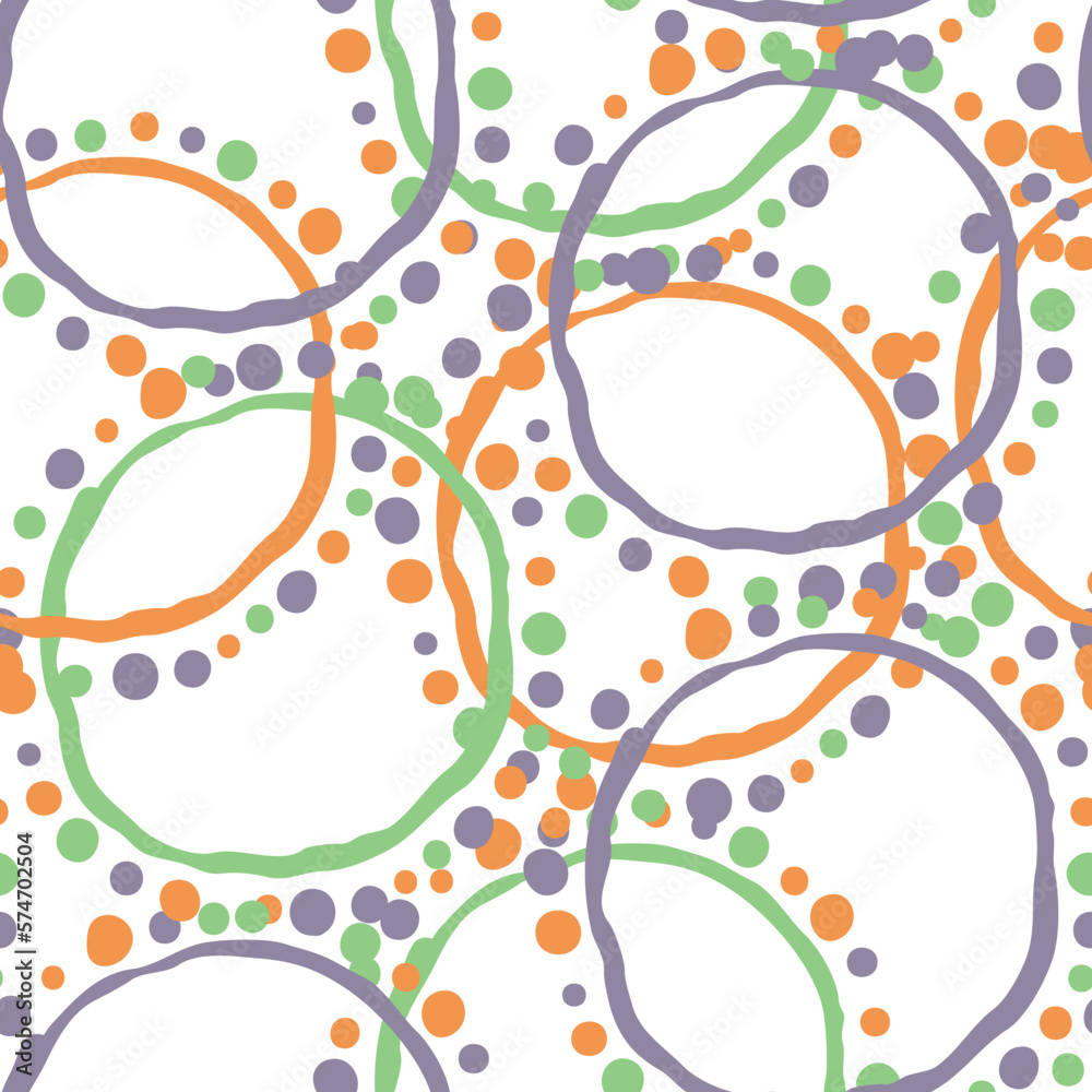 Abstract seamless vector pattern with circle, dots and spots decorative elements. Hand drawn background in boho style for textile print, fabric design, wallpaper and digital paper, wrapping.