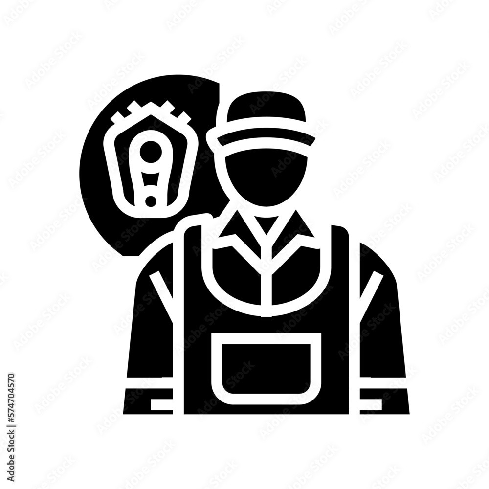 diesel mechanic repair worker glyph icon vector illustration