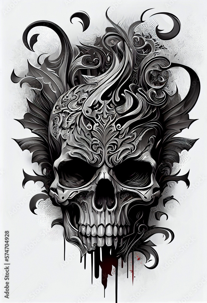 Obraz premium Generative AI abstract render of a human skull