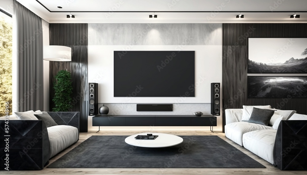 Modern luxury living room, generative AI. Modern luxury living room, generative AI.