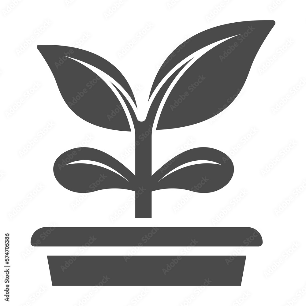Obraz premium plant in a pot, solid icon with transparent background