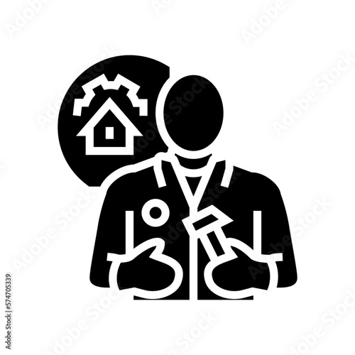apartment maintenance technician repair worker glyph icon vector illustration