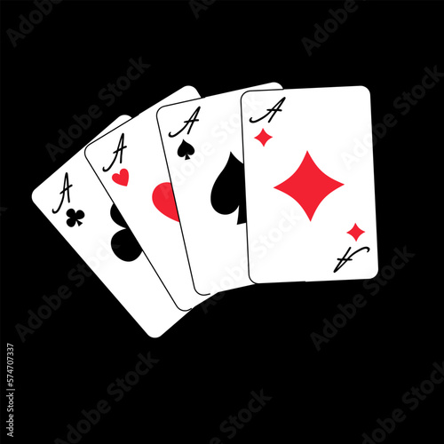 Vector illustration ace playing cards with different suits.