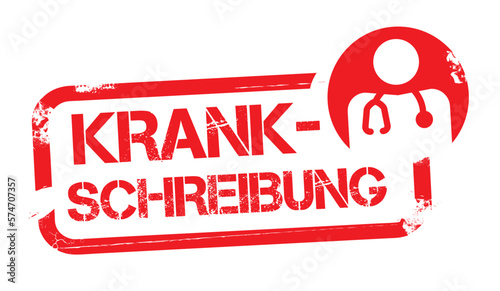 Stempel Krankschreibung - deutscher Text mit Arzt-Symbol
