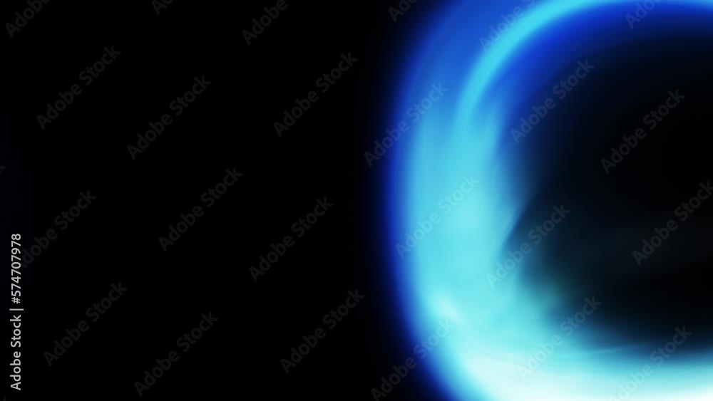 Dark backgroud, slow motion effect blue round feathers and the end side of the view