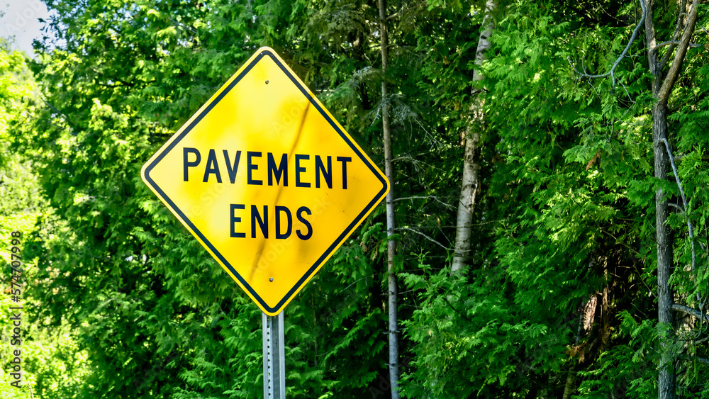 Pavement Ends Sign, Garden Peninsula, Michigan