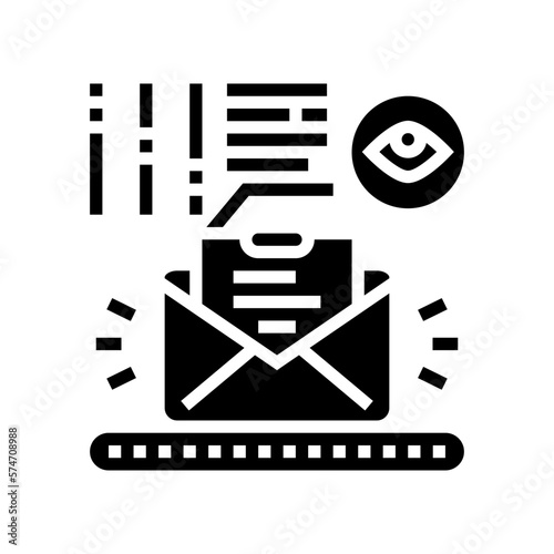 fully managed email marketing glyph icon vector illustration