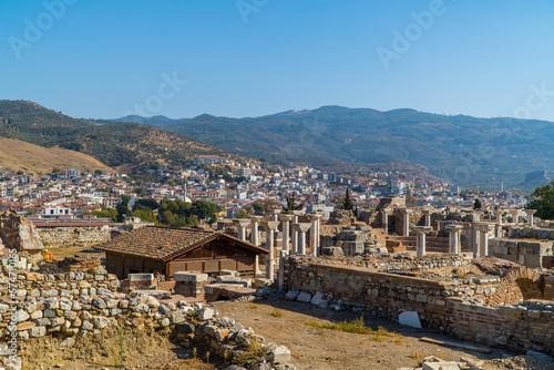 The town of Selcuk, Turkey seen from St. John Basilica