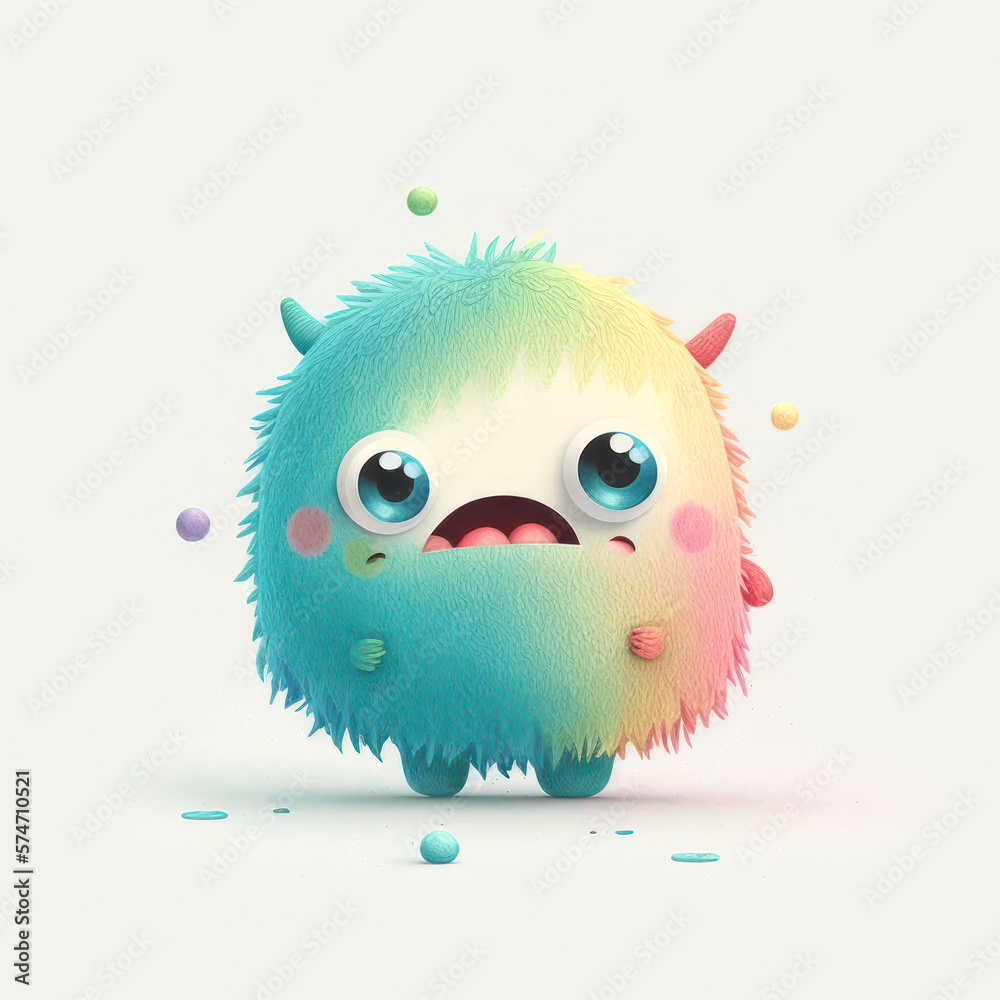 Fototapeta premium Little monster isolated on white background. Ai generated.