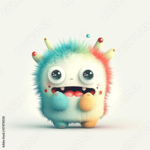 Little monster isolated on white background. Ai generated.