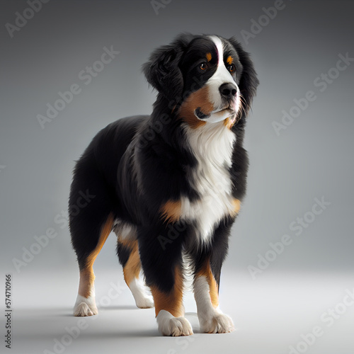 Bernese Mountain Dog. Realistic illustration of dog isolated on white background. Dog breeds