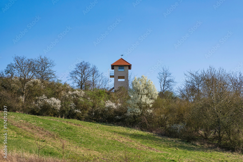 Lookout tower near Stadecken-Elsheim/Germany in Rhineland-Palatinate