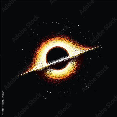 Original vector illustration.  Black hole, event horizon, stars.