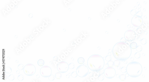 Cute, realistic, fun water bubbles flying randomly. Transparent background © Lesia