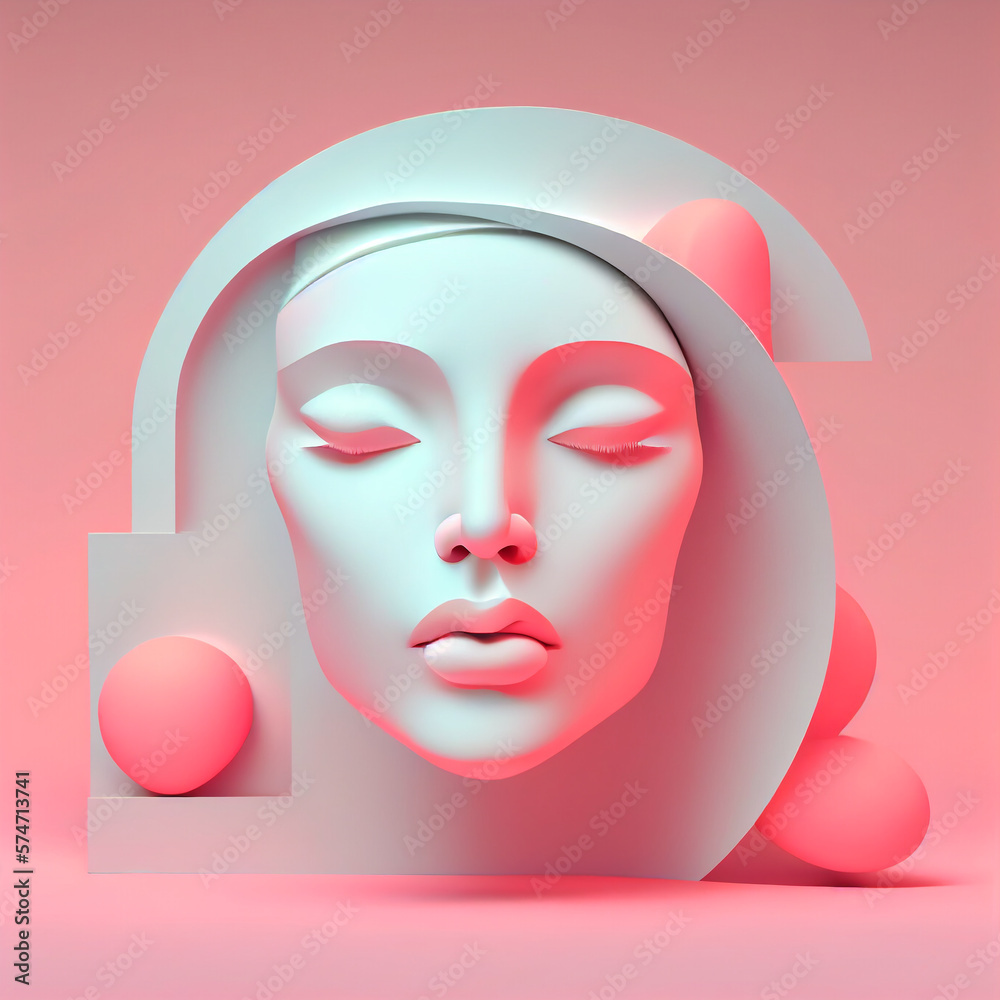 Modern Abstract Woman's face Sculpture design. Generative AI. Modern Abstract Woman's face Sculpture design. Generative AI.