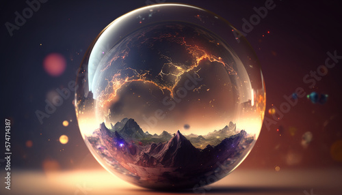 planet earth in a sphere space. Generative AI © Артур Комис