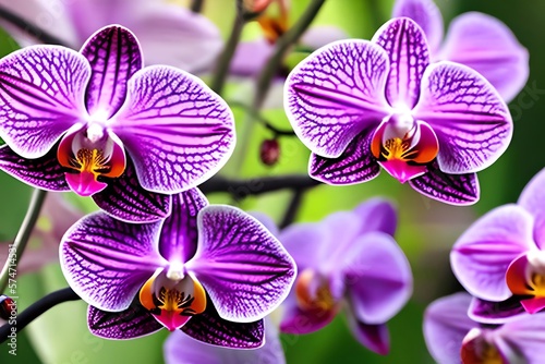 Beautiful Orchid Flowers Close-Up. Tropical Flowers. Generative AI