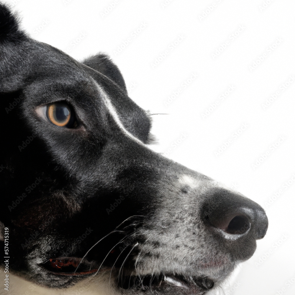 Close Up of Adult Black and White Coat Dog, Close Up of Adult Black and White Coat Dog,