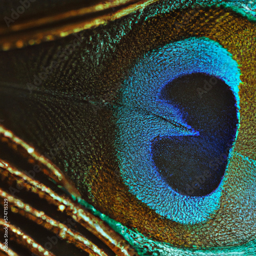 closeup green and Blue peacock feathers in closeup, "Generative AI" © rahuldas2u