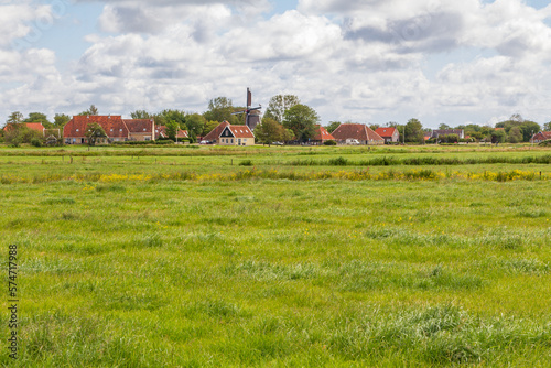 Landscape with village Formerum at wadden island Terschelling Friesland province in The Netherlands photo