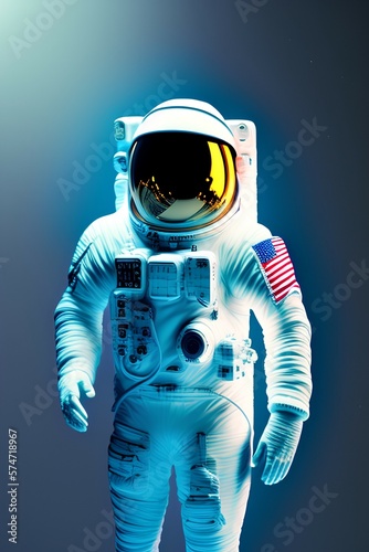 3d image of astronaut, digital elements in background - generative ai 
