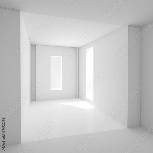 Abstract minimalistic white interior, empty room ,made with Generative AI