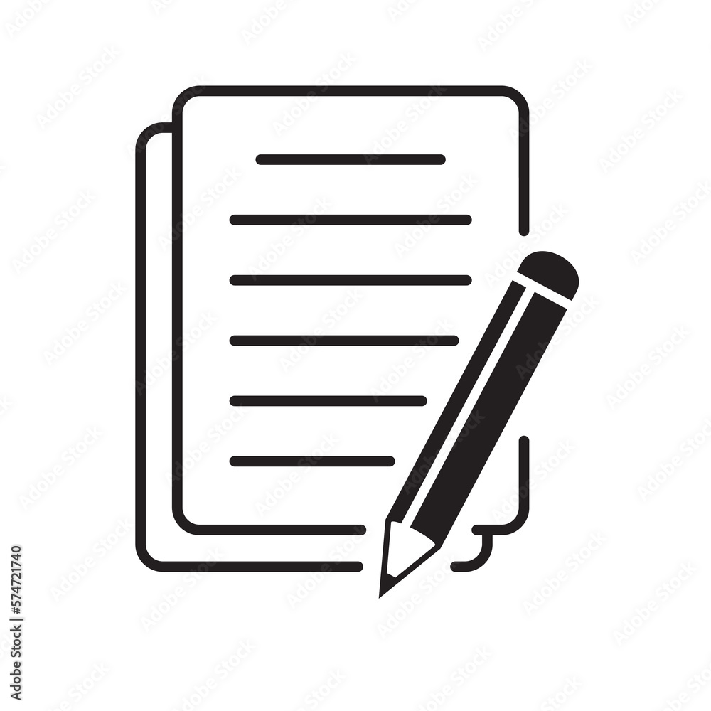 Document with pencil icon vector illustration. Test vector icon. Document with pencil icon vector illustration. Test vector icon.
