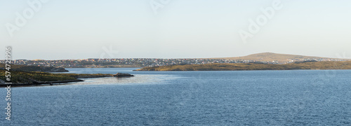 Panorama of the town of Stanley on the Falkland Islands from the ocean photo