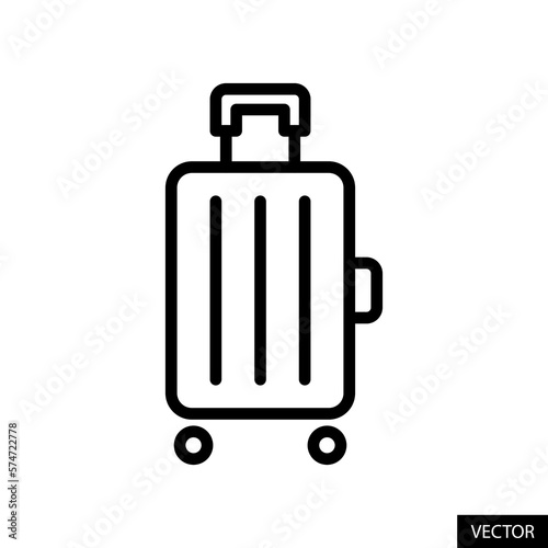 Luggage, travel suitcase, baggage, carry on bag vector icon in line style design for website, app, ui, isolated on white background. Editable stroke. Vector illustration.