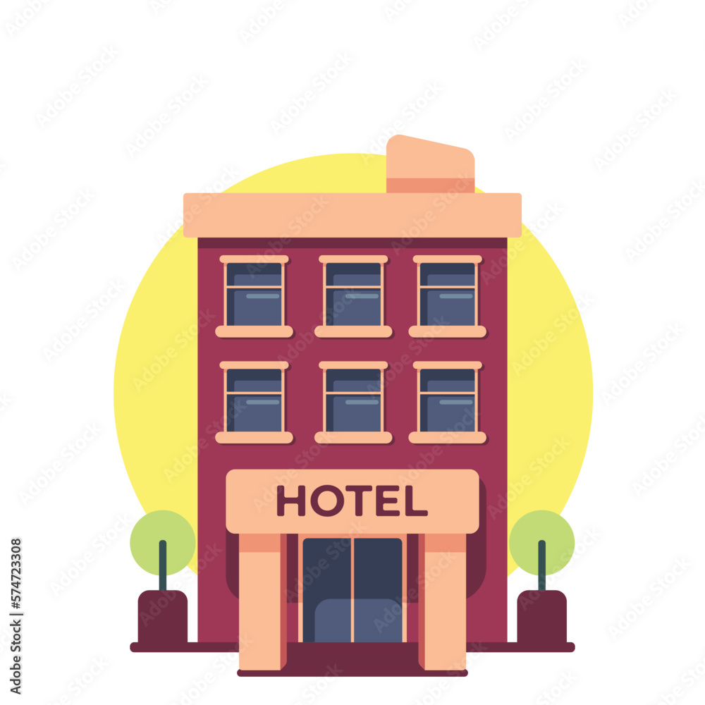 Fototapeta premium Hotel building icon illustration vector flat design