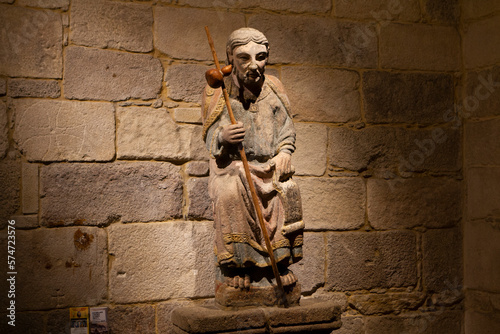 Statue of the apostle santiago inside the church of Santiago in A Coruña
