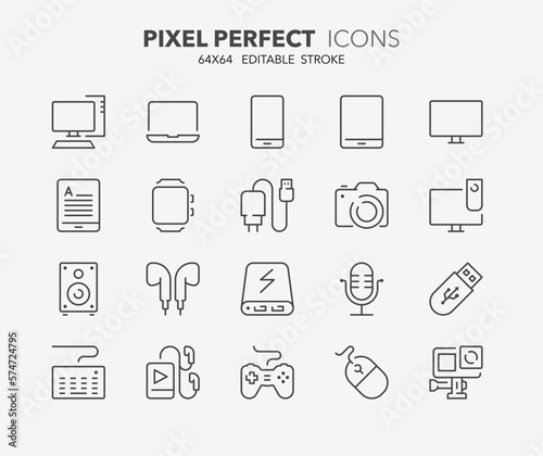 devices thin line icons