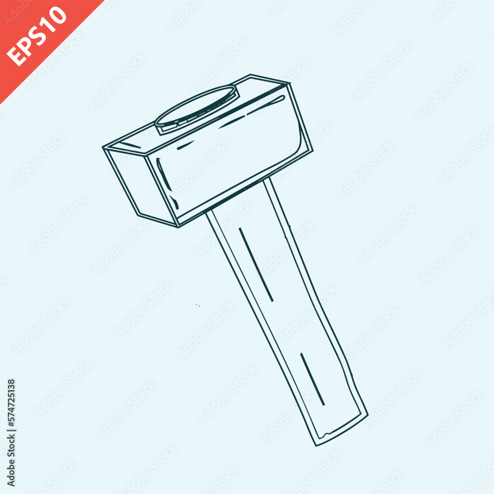 hand drawn old sledge hammer design vector flat isolated illustration hand drawn old sledge hammer design vector flat isolated illustration