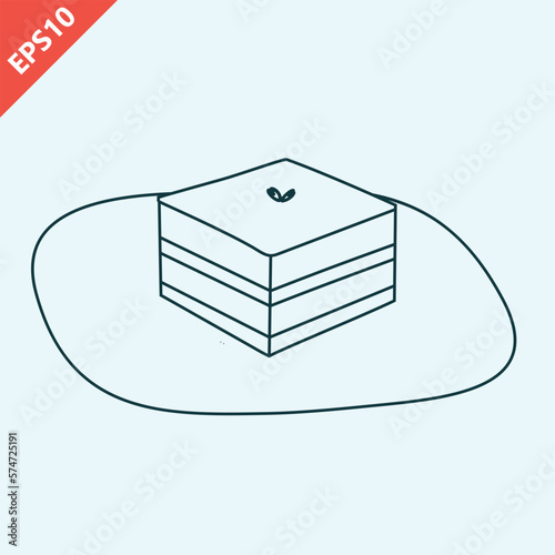 italian desserts tiramisu cake on plate vector design flat modern isolated illustration